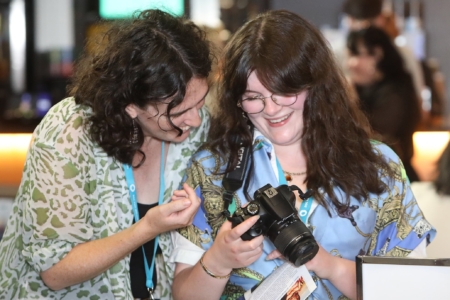 Social Media Two Women With Camera